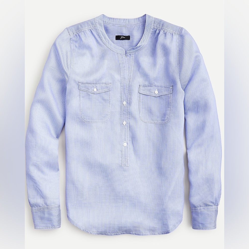 J. Crew Classic popover shirt in stripe Blue White Small S